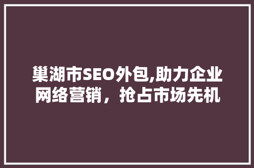巢湖市SEO外包,助力企业网络营销，抢占市场先机