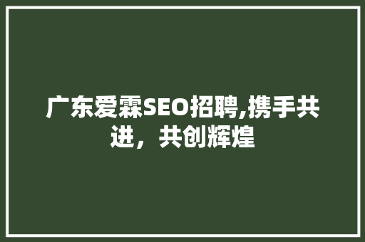 广东爱霖SEO招聘,携手共进，共创辉煌 搜狗SEO