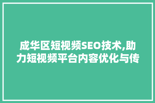 成华区短视频SEO技术,助力短视频平台内容优化与传播 必应SEO