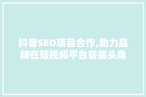 抖音SEO项目合作,助力品牌在短视频平台崭露头角 必应SEO