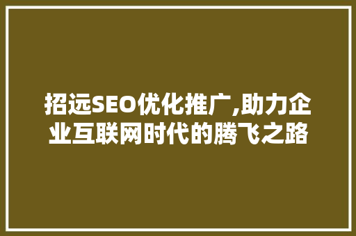 招远SEO优化推广,助力企业互联网时代的腾飞之路 必应SEO