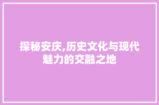 探秘安庆,历史文化与现代魅力的交融之地 搜狗SEO