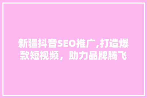 新疆抖音SEO推广,打造爆款短视频，助力品牌腾飞 百度SEO