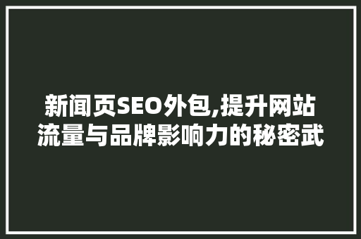 新闻页SEO外包,提升网站流量与品牌影响力的秘密武器
