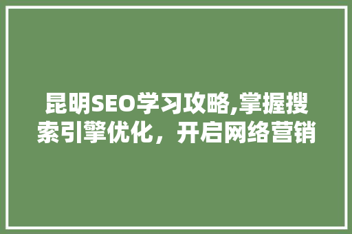 昆明SEO学习攻略,掌握搜索引擎优化，开启网络营销新篇章