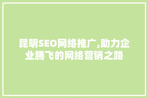 昆明SEO网络推广,助力企业腾飞的网络营销之路 百度SEO
