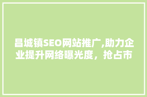 昌城镇SEO网站推广,助力企业提升网络曝光度，抢占市场先机