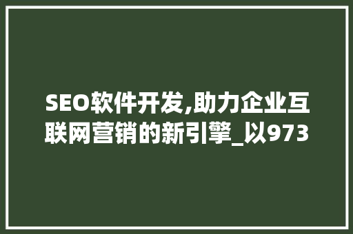 SEO软件开发,助力企业互联网营销的新引擎_以9735662为例 百度SEO