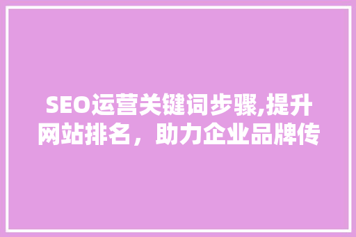 SEO运营关键词步骤,提升网站排名，助力企业品牌传播 百度SEO