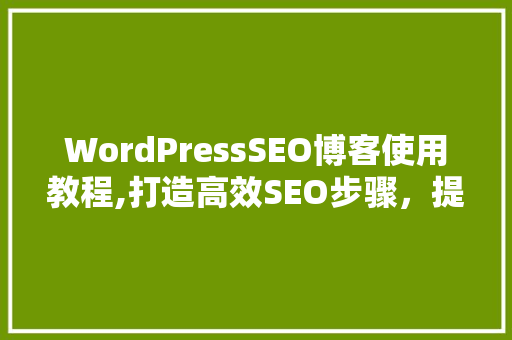 WordPressSEO博客使用教程,打造高效SEO步骤，提升网站排名