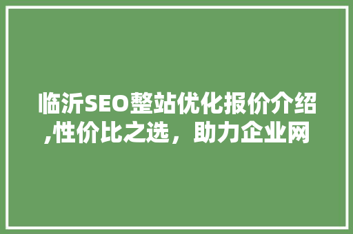临沂SEO整站优化报价介绍,性价比之选，助力企业网络营销腾飞 神马SEO