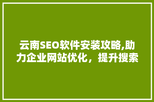 云南SEO软件安装攻略,助力企业网站优化，提升搜索引擎排名 必应SEO