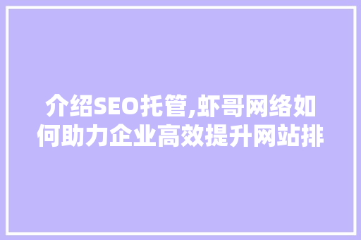介绍SEO托管,虾哥网络如何助力企业高效提升网站排名 必应SEO