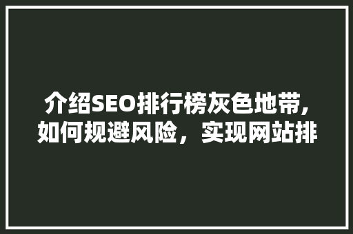 介绍SEO排行榜灰色地带,如何规避风险，实现网站排名提升