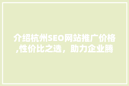 介绍杭州SEO网站推广价格,性价比之选，助力企业腾飞 GoogleSEO