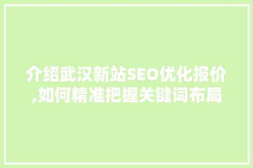 介绍武汉新站SEO优化报价,如何精准把握关键词布局，助力企业腾飞 神马SEO