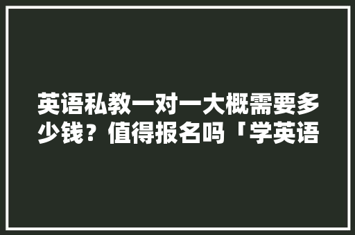 英语私教一对一大概需要多少钱？值得报名吗「学英语为什么选私教呢」