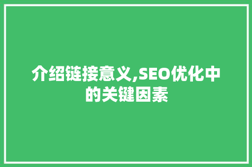 介绍链接意义,SEO优化中的关键因素 必应SEO