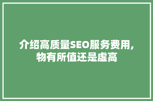 介绍高质量SEO服务费用,物有所值还是虚高 必应SEO