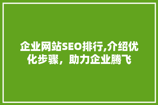 企业网站SEO排行,介绍优化步骤，助力企业腾飞