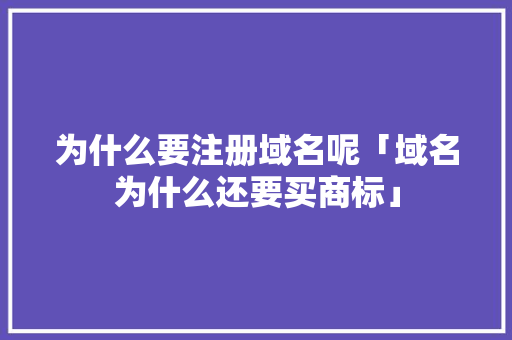 为什么要注册域名呢「域名为什么还要买商标」 为什么要注册域名呢「域名为什么还要买商标」 必应SEO