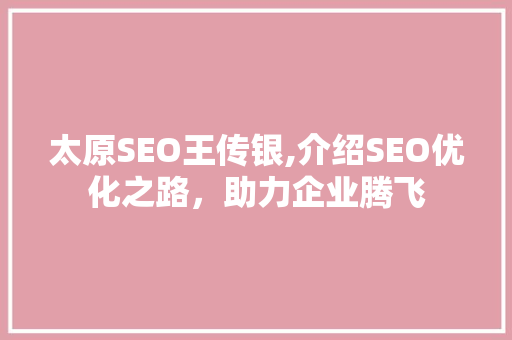 太原SEO王传银,介绍SEO优化之路，助力企业腾飞 必应SEO