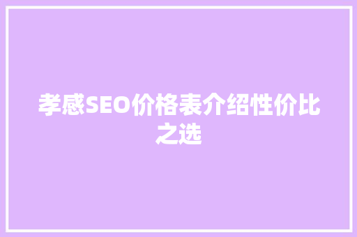 孝感SEO价格表介绍性价比之选 必应SEO