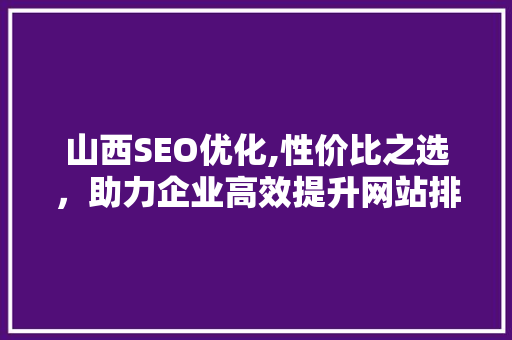 山西SEO优化,性价比之选，助力企业高效提升网站排名