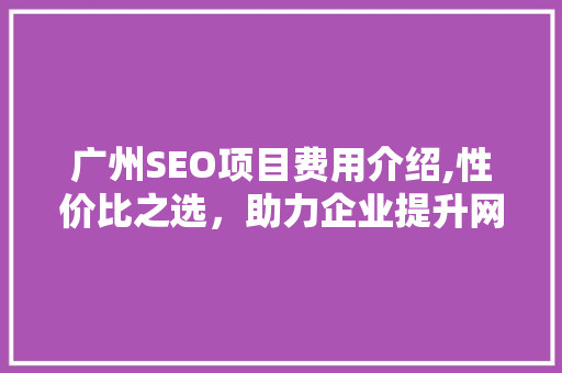 广州SEO项目费用介绍,性价比之选，助力企业提升网络竞争力 搜狗SEO
