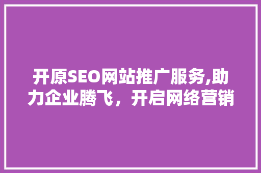 开原SEO网站推广服务,助力企业腾飞，开启网络营销新篇章