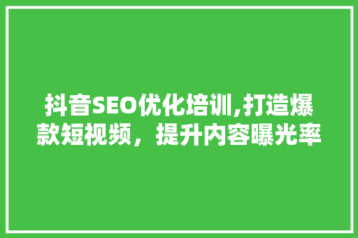 抖音SEO优化培训,打造爆款短视频，提升内容曝光率 百度SEO