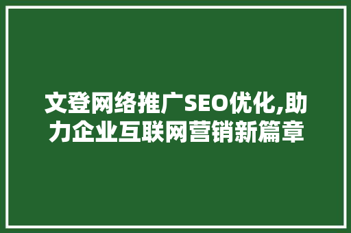 文登网络推广SEO优化,助力企业互联网营销新篇章 必应SEO