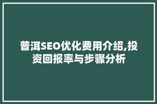 普洱SEO优化费用介绍,投资回报率与步骤分析 搜狗SEO