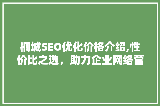 桐城SEO优化价格介绍,性价比之选，助力企业网络营销腾飞