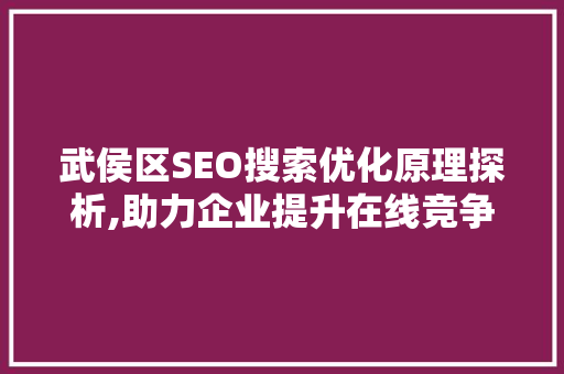 武侯区SEO搜索优化原理探析,助力企业提升在线竞争力 百度SEO