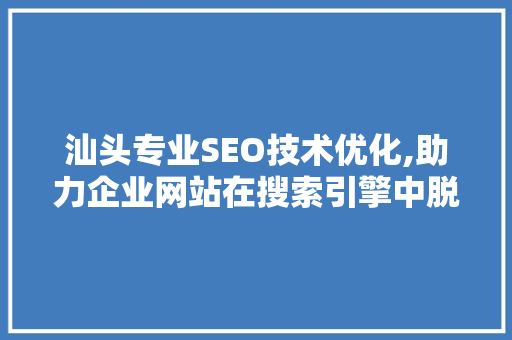 汕头专业SEO技术优化,助力企业网站在搜索引擎中脱颖而出