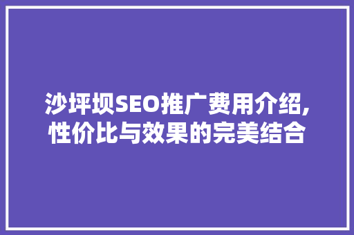 沙坪坝SEO推广费用介绍,性价比与效果的完美结合 搜狗SEO