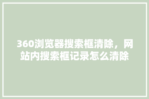 360浏览器搜索框清除，网站内搜索框记录怎么清除 神马SEO