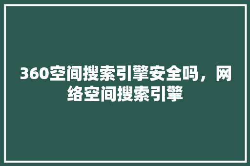 360空间搜索引擎安全吗，网络空间搜索引擎 神马SEO