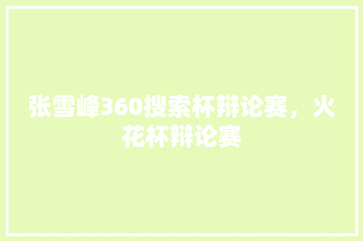张雪峰360搜索杯辩论赛，火花杯辩论赛 GoogleSEO