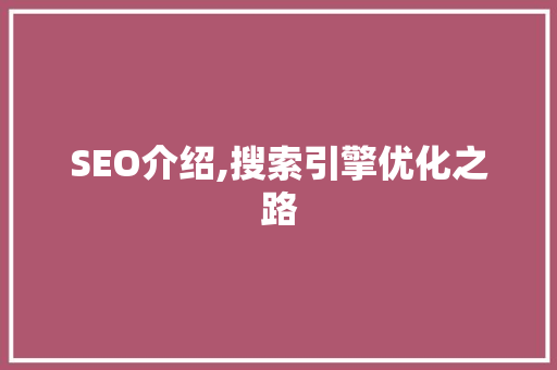 SEO介绍,搜索引擎优化之路 神马SEO