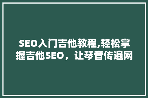 SEO入门吉他教程,轻松掌握吉他SEO，让琴音传遍网络