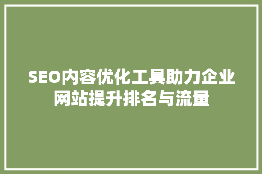 SEO内容优化工具助力企业网站提升排名与流量