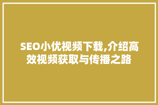 SEO小优视频下载,介绍高效视频获取与传播之路 GoogleSEO