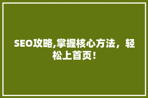 SEO攻略,掌握核心方法，轻松上首页！