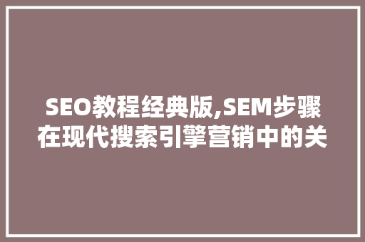 SEO教程经典版,SEM步骤在现代搜索引擎营销中的关键作用 百度SEO