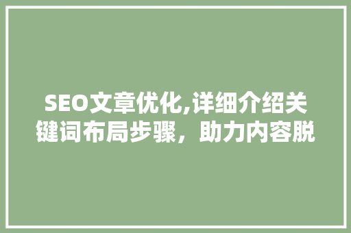 SEO文章优化,详细介绍关键词布局步骤，助力内容脱颖而出 搜狗SEO