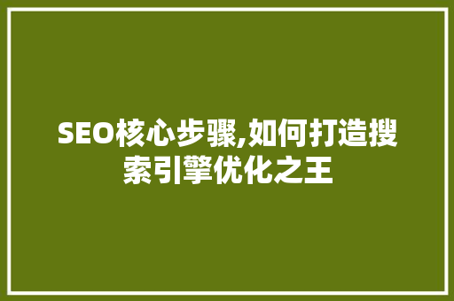 SEO核心步骤,如何打造搜索引擎优化之王 百度SEO