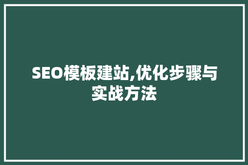 SEO模板建站,优化步骤与实战方法 百度SEO