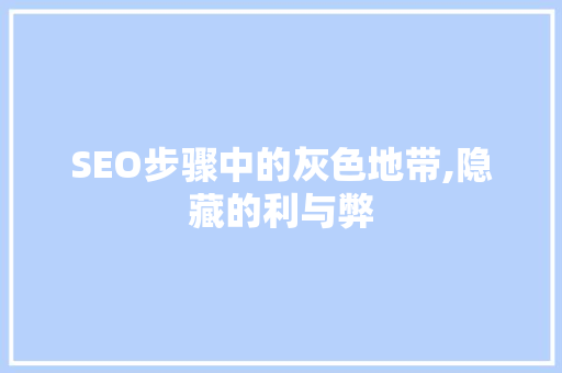 SEO步骤中的灰色地带,隐藏的利与弊 GoogleSEO